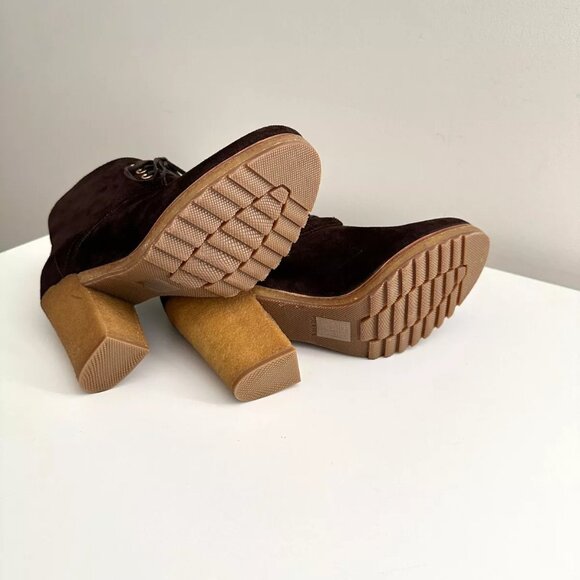 NEW PRADA Brown Suede Lace Up Rubber Heel Ankle Boots Size 38.5 - Picture 13 of 13